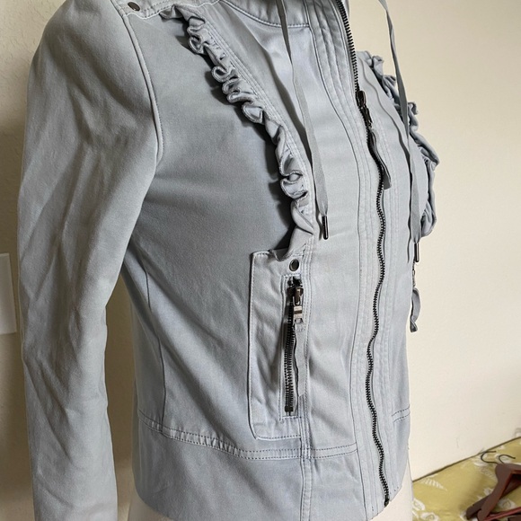 Anthropologie Women's Light Blue Ruffled Jacket - Picture 2 of 6